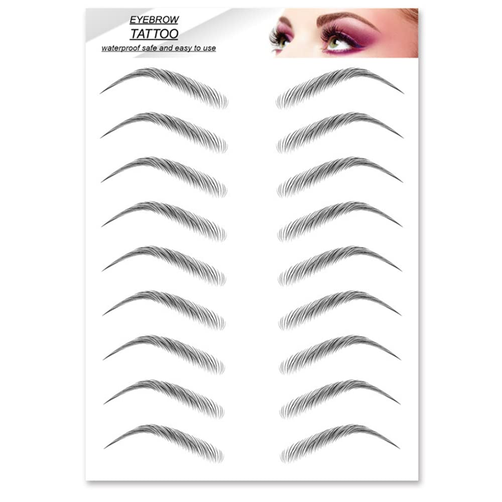 S.A.V.I 9 Pairs 3D Natural Look Eyebrow, Black Long Lasting Upto 4 Days, Waterproof Eyebrow Temporary Tattoo Sticker - 1 Sheet