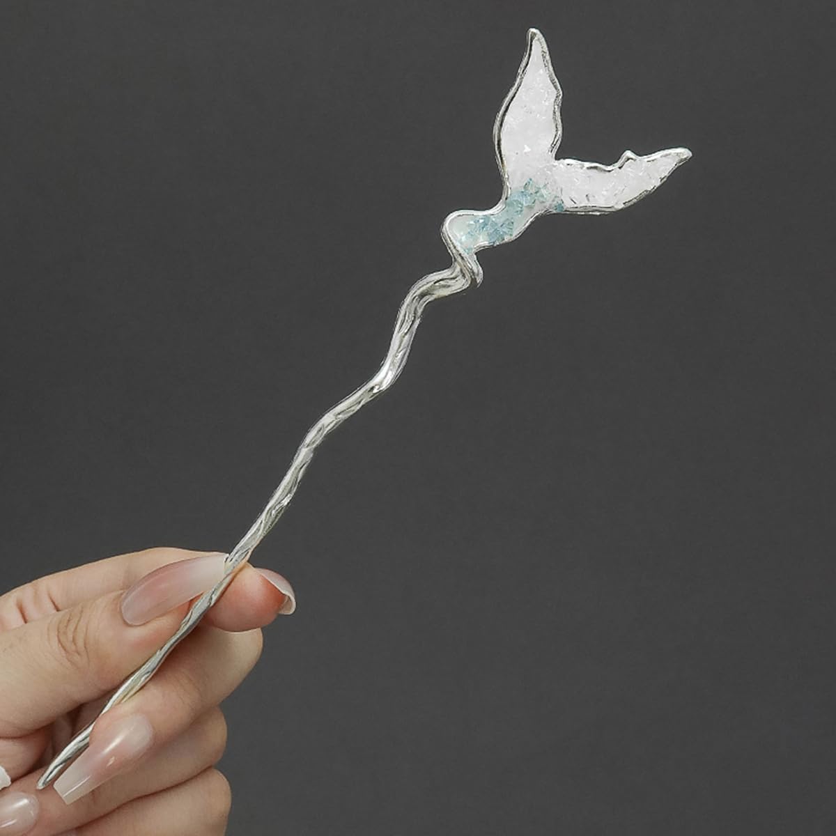 S.A.V.I Silver Mermaid Tail Hair Stick for Women & Girls | 16cm Metal Bun Pin Hair Accessory | Elegant Hair Stick for Stylish Bun, Party & Daily – Unique Mermaid Tail Design