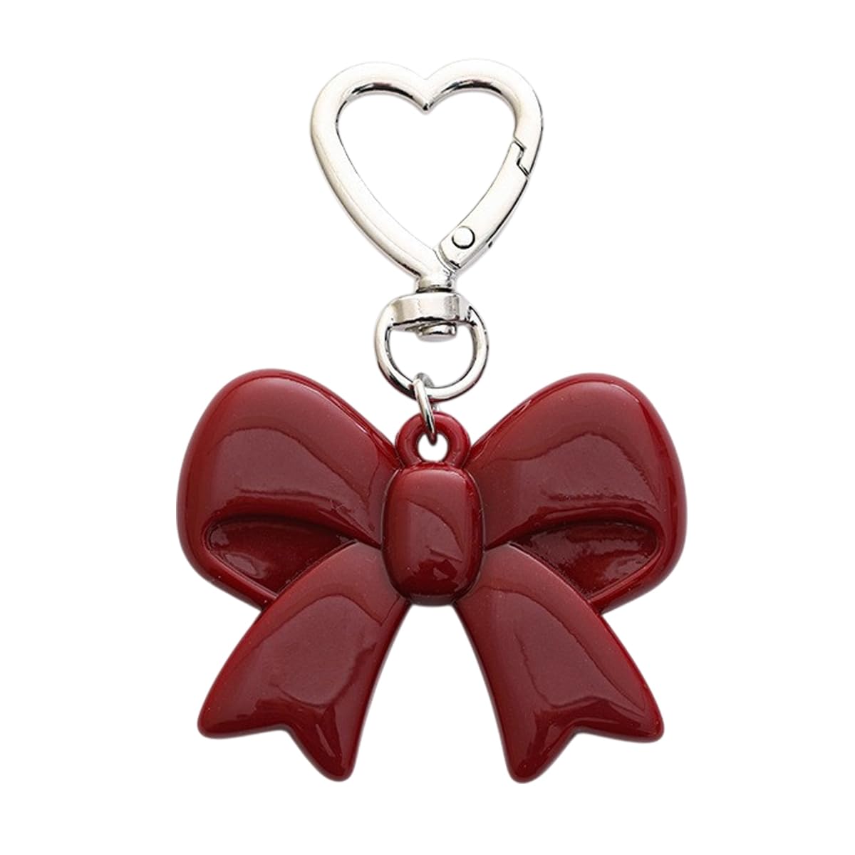S.A.V.I Resin Bow Keychain for Women & Girls, Cute Bag Charm, Wine Red, Glossy accessory with heart clasp for handbags, backpacks, keys & gifting; lightweight 8 x 5 cm decorative pendant