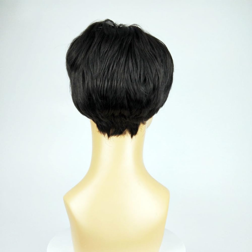 S.A.V.I Men’s Short Black Synthetic Wig with Natural Scalp Look | Realistic Hair Wig for Daily & Cosplay | Lightweight Breathable Cap | Comfortable Fit & Adjustable Size