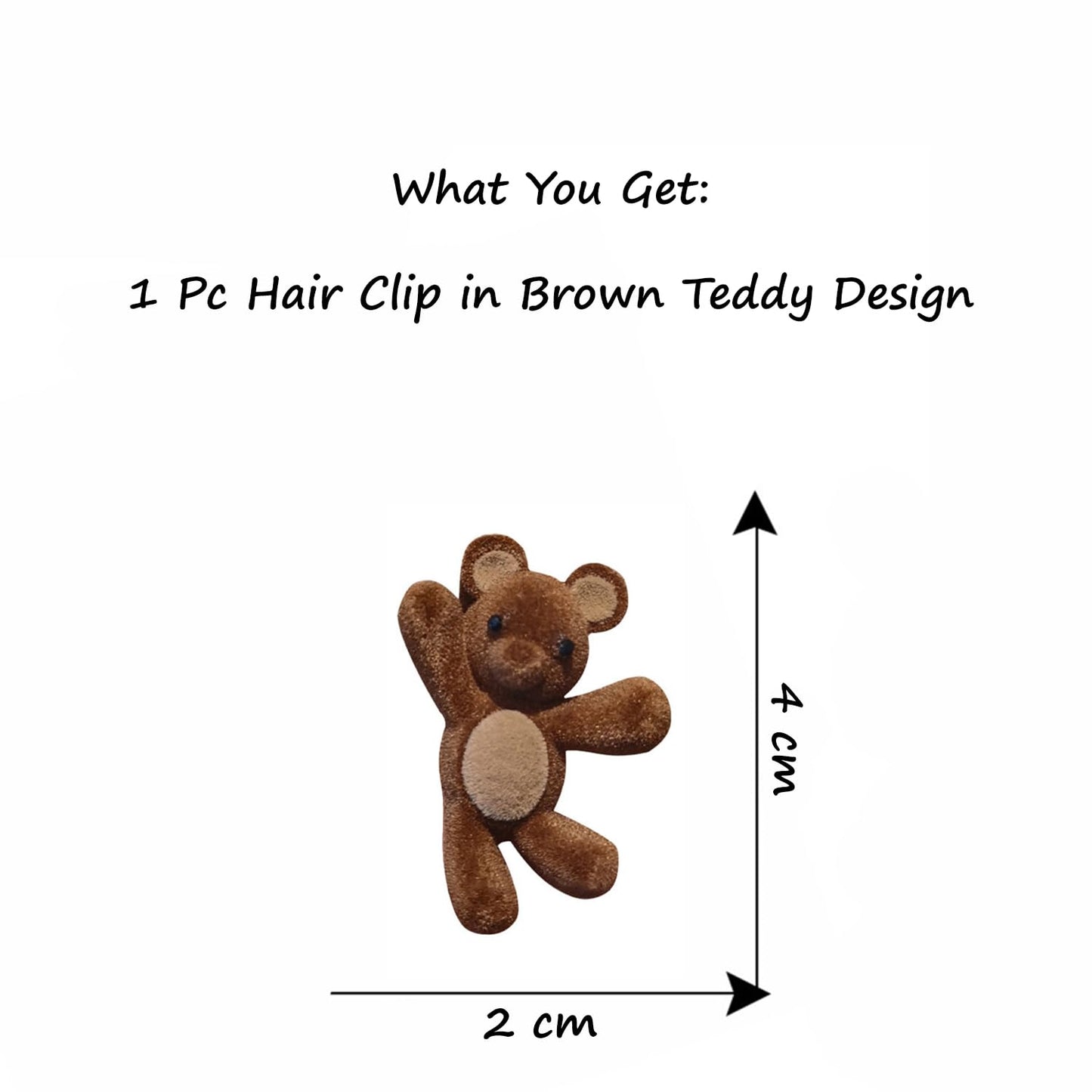 S.A.V.I Cute Brown Teddy Bear Hair Clip for Girls & Women | Mini Plush Furry Hair Claw Clip 4 cm | Soft Velvet Cartoon Bear Korean Style Hair Accessory for Kids