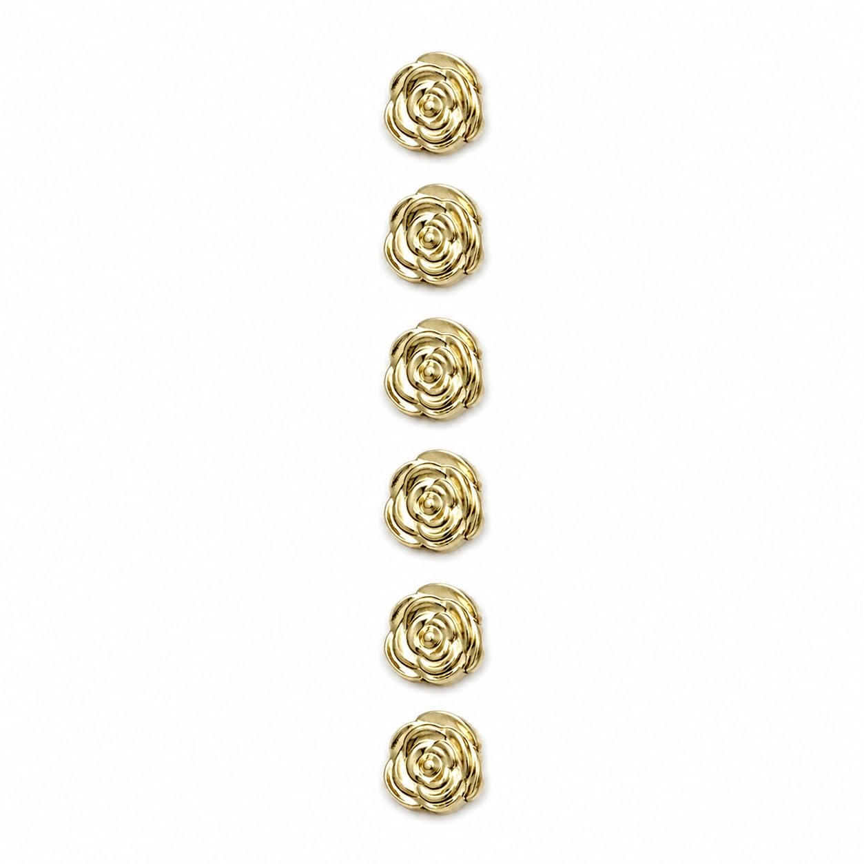 S.A.V.I Golden Rose Shank Buttons 11mm for Women Clothing | Set of 6, Floral Design, Metallic Finish, DIY Craft Use, Blouse & Dress