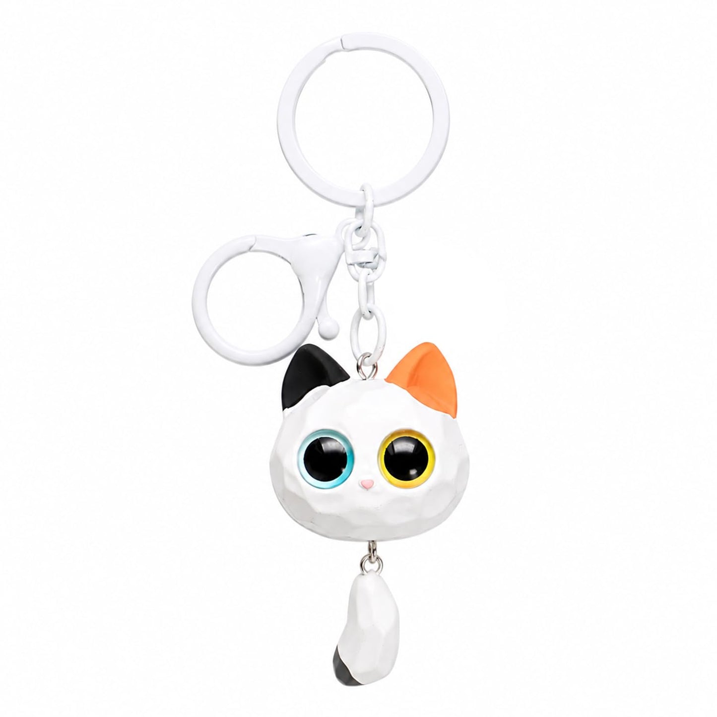 S.A.V.I Cute Cat Keychain Resin Kawaii Key Ring Charm for Bags & Keys, White Finish, 7 x 3.3 cm Pendant, Durable Handcrafted Accessory, Lightweight Gift for Women, Girls, Backpack & Purse Decor