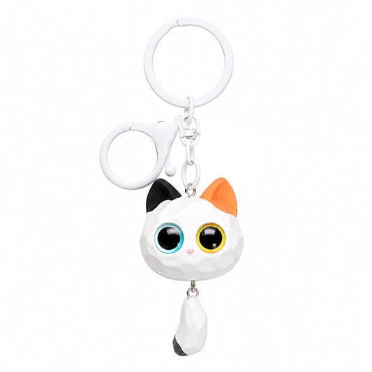 S.A.V.I Cute Cat Keychain Resin Kawaii Key Ring Charm for Bags & Keys, White Finish, 7 x 3.3 cm Pendant, Durable Handcrafted Accessory, Lightweight Gift for Women, Girls, Backpack & Purse Decor