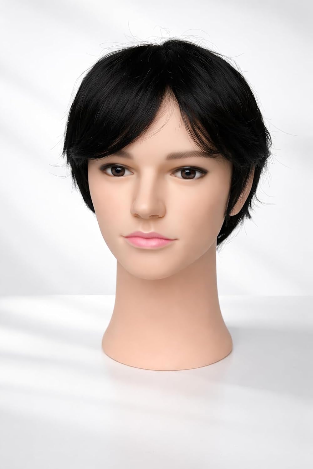 S.A.V.I Men’s Black Korean Style Wig, Natural Straight Synthetic Hair, Lightweight Adjustable Breathable Cap, Realistic Layered Boy Cut for Daily & Easy Styling