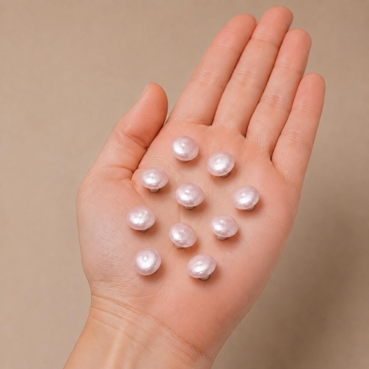 S.A.V.I Pearl Buttons for Sewing, Blush Pink Shank, 11 mm, Pack of 10 | Round Glossy Finish, Bridal Wear Use, Blouses & Kurtis, Craft Projects, Garment Embellishments