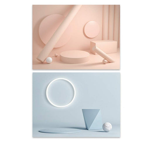 SAVIAURA 1 Sheet 2 in 1 Photography Backdrop 3D Flat Lay Tabletop Double-Sided Photo Background PVC Wrinkle-Free Small Products Photo Shoot (#29- Light Blue & Pink Standing Props Pattern)