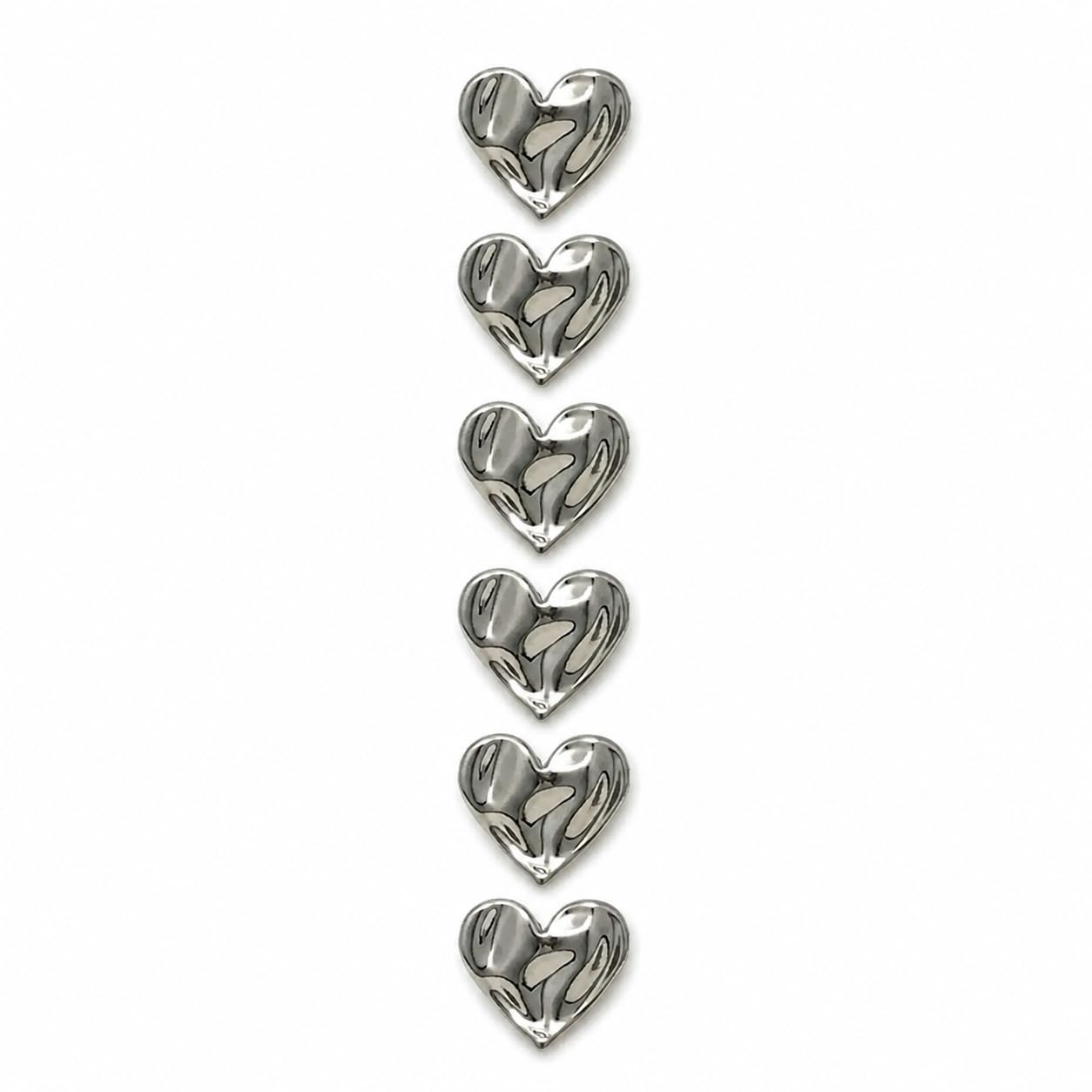 S.A.V.I Silver Heart Sewing Buttons Shank Style 11mm, Set of 6 | Polished Finish, For Blouses & Jackets, DIY Craft & Tailoring, Garment Embellishment, Vests & Shirts