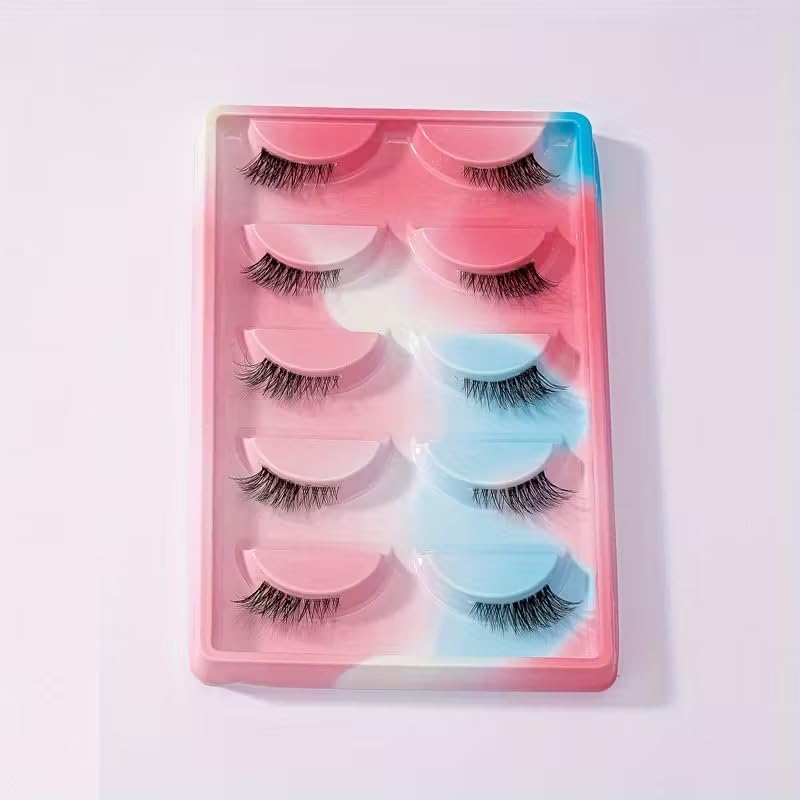 S.A.V.I Half False Eyelashes 5 Pairs Natural Wispy 18mm | Weightless Feel, Outer Corner Lashes, Reusable, Everyday & Party, Soft Band