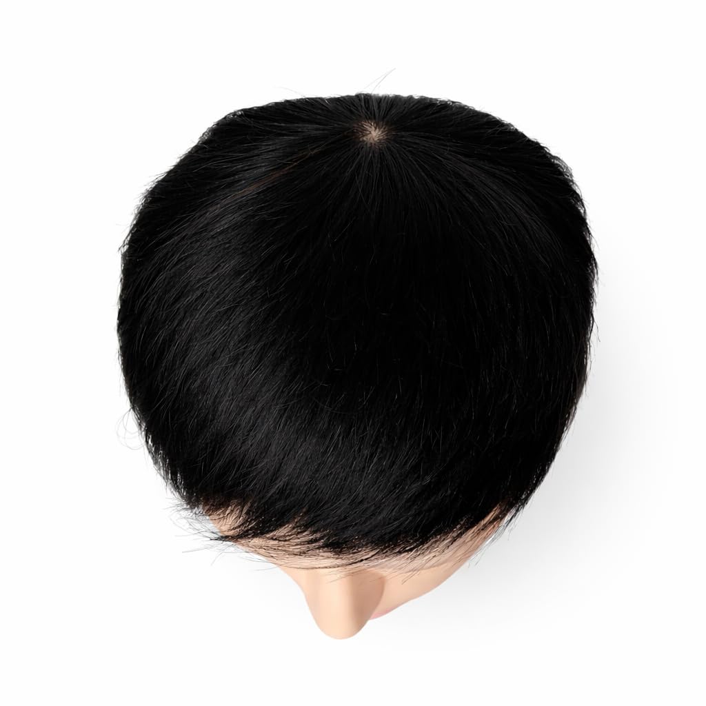S.A.V.I Black Short Pixie Cut Wig for Women & Men, 100% Human Hair Full Head Wig, Natural Straight Layered Boy Cut Style, Lightweight with Realistic Scalp Effect