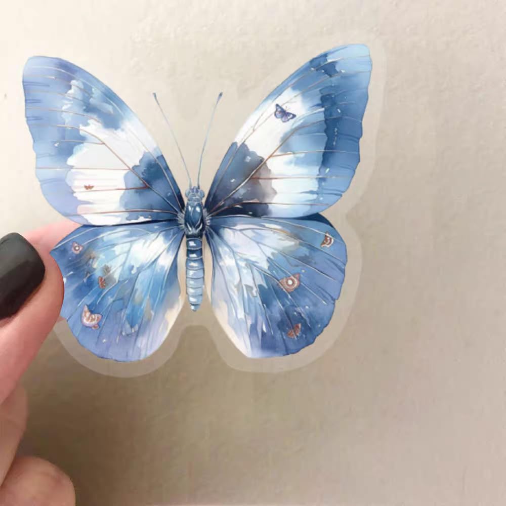 S.A.V.I 50 Pcs Butterfly Stickers, Waterproof Vinyl Decals for Laptop