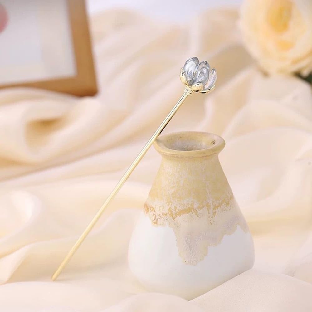 S.A.V.I Silver Hair Bun Stick Pin for Women | 13.5cm Metal Juda Stick with Transparent Crystal Flower | Elegant Floral Hair Accessory for Party, Bridal & Traditional