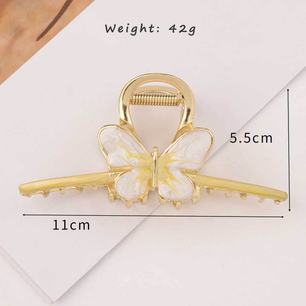 S.A.V.I 1pc Elegant Yellow Butterfly Hair Clip for Women | Gold-Plated Enamel Finish | Stylish Hair Accessory for Parties | Durable, Lightweight  Trendy Design