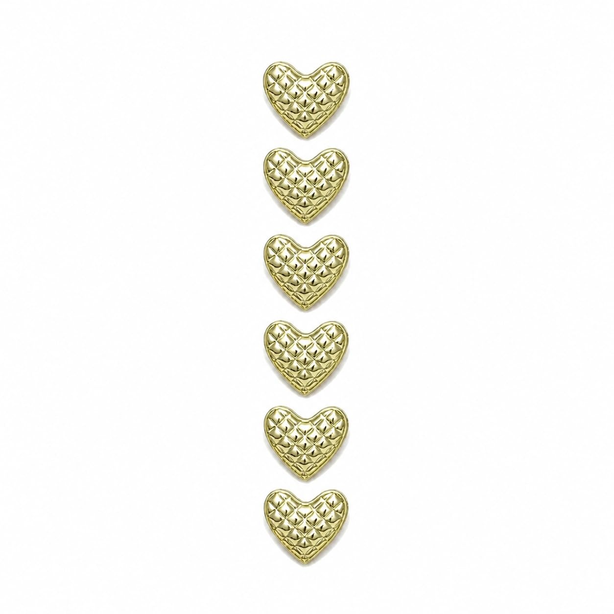 S.A.V.I Golden Heart Shape Sewing Buttons 11mm Pack of 6 | Quilted Shank Fasteners, DIY Crafts, For Blazers & Jackets, Decorative Embellishments