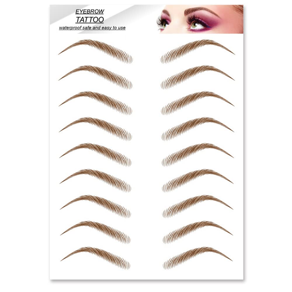 S.A.V.I 9 Pairs Natural Brown Eyebrow Tattoos, Long Lasting Up to 4 Days, Waterproof Eyebrow Temporary Tattoo Sticker - 1 Sheet #1BR