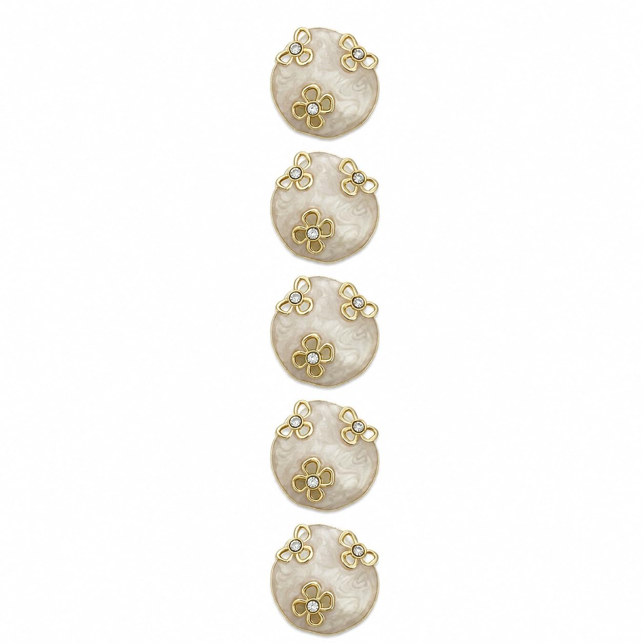 S.A.V.I Pearl Buttons for Kurti & Blouse, Ivory Gold Floral Crystal, 17.5mm | Set of 5, Shank Design, Ethnic Wear, DIY Crafts, Sewing Embellishments