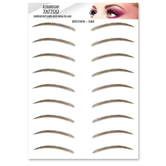 S.A.V.I 9 Pairs Natural Brown Eyebrow Tattoos, Long Lasting Up to 4 Days, Waterproof Eyebrow Temporary Tattoo Sticker - 1 Sheet #8BR