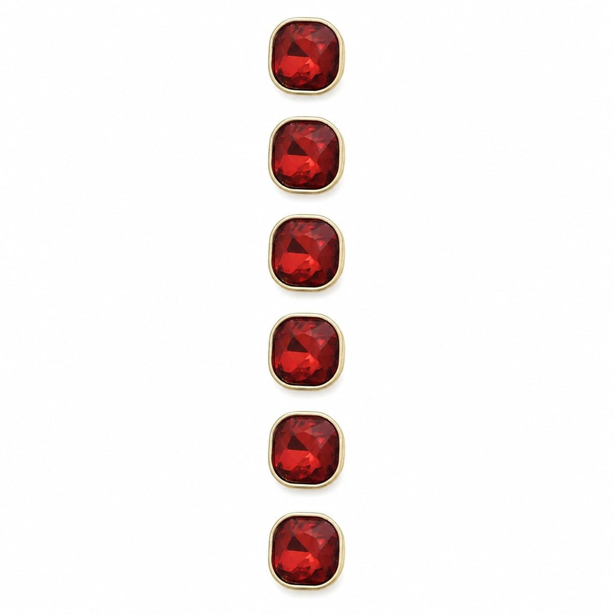 S.A.V.I Crystal Buttons for Kurti Blouse Ruby Red 12mm Set of 6 | Resin Shank Fasteners, Gold-Tone Rim, Ethnic Wear, Sewing Crafts, Dresses