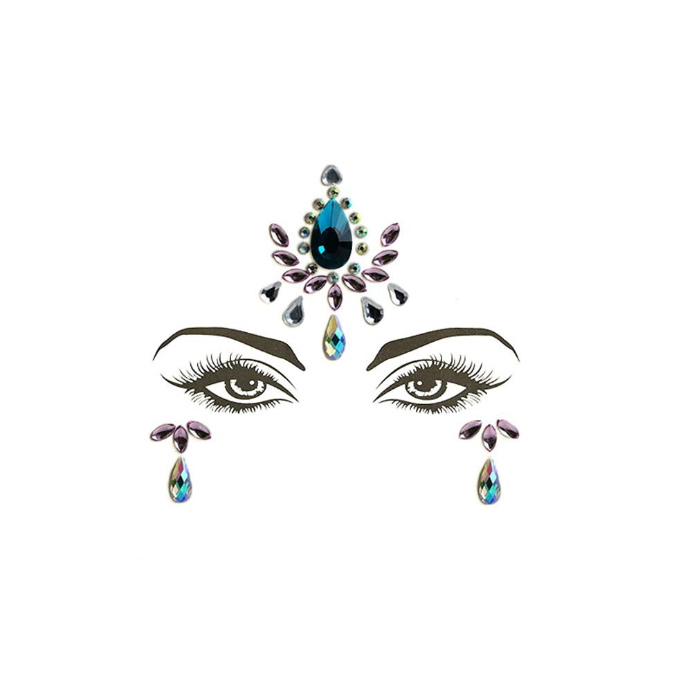 S.A.V.I 3D Face Gems Acrylic Crystal Stickers Rave Eyes Decoration Rhinestone Diamond Forehead Eyebrows Self-adhesive Sticker for Women, 1 Sheet (#12)