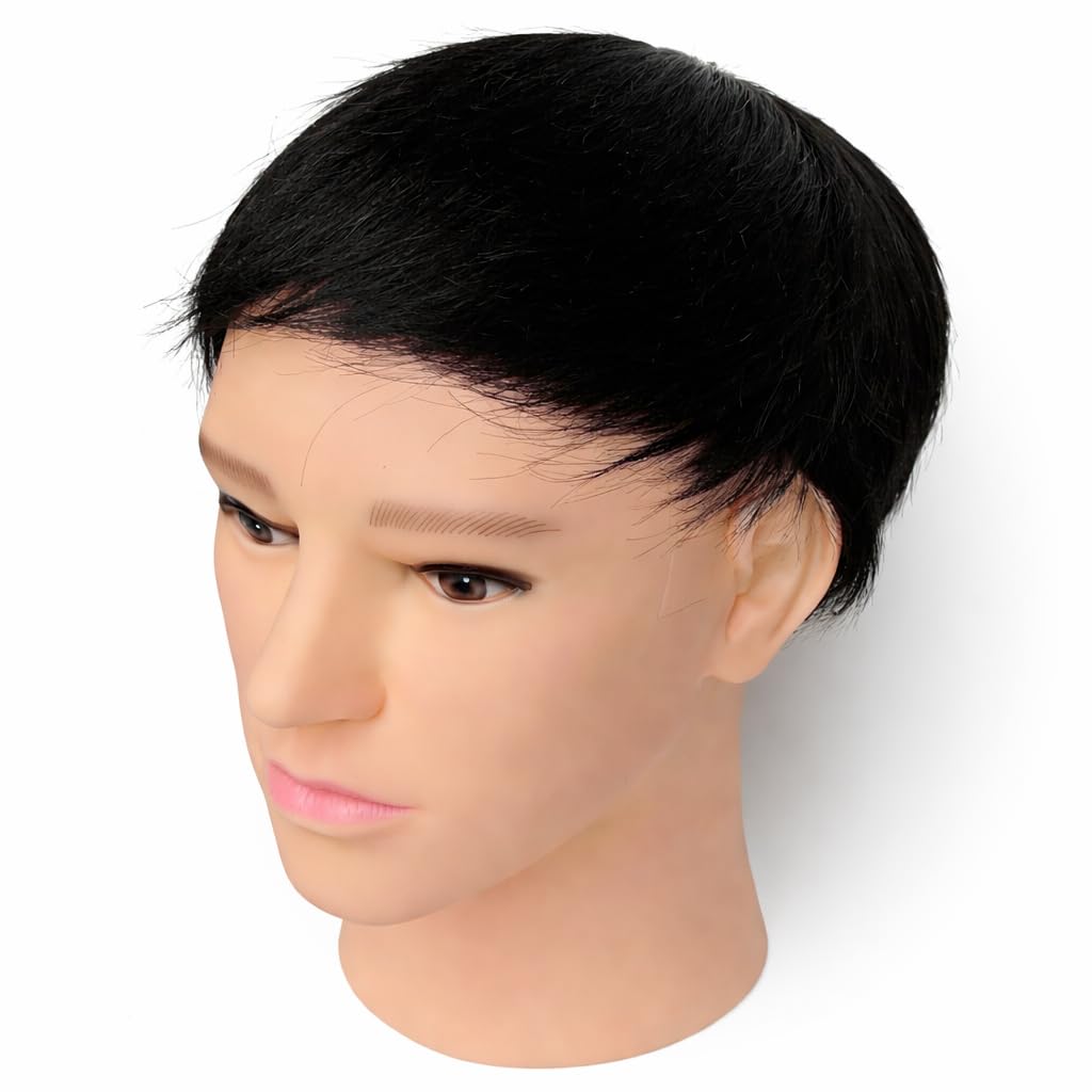 S.A.V.I Black Short Pixie Cut Wig for Women & Men, 100% Human Hair Full Head Wig, Natural Straight Layered Boy Cut Style, Lightweight with Realistic Scalp Effect