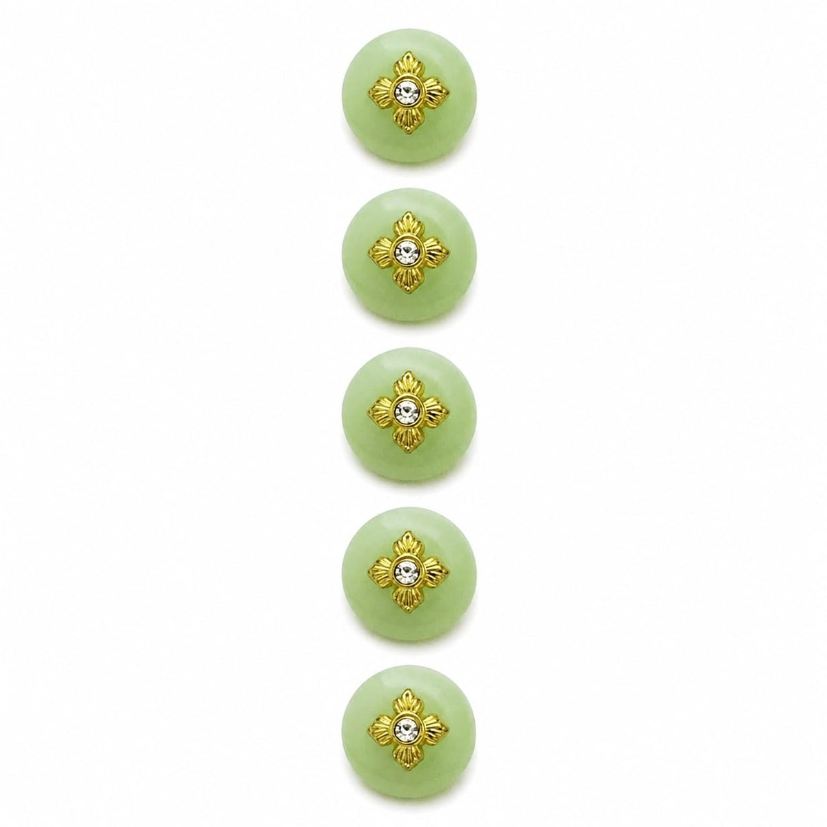 S.A.V.I Crystal Shank Buttons Jade Green 11mm Round Set of 5 | for Blouse & Kurti, Saree & Cardigan, DIY Sewing Crafts, Decorative Embellishments, Women's Buttons