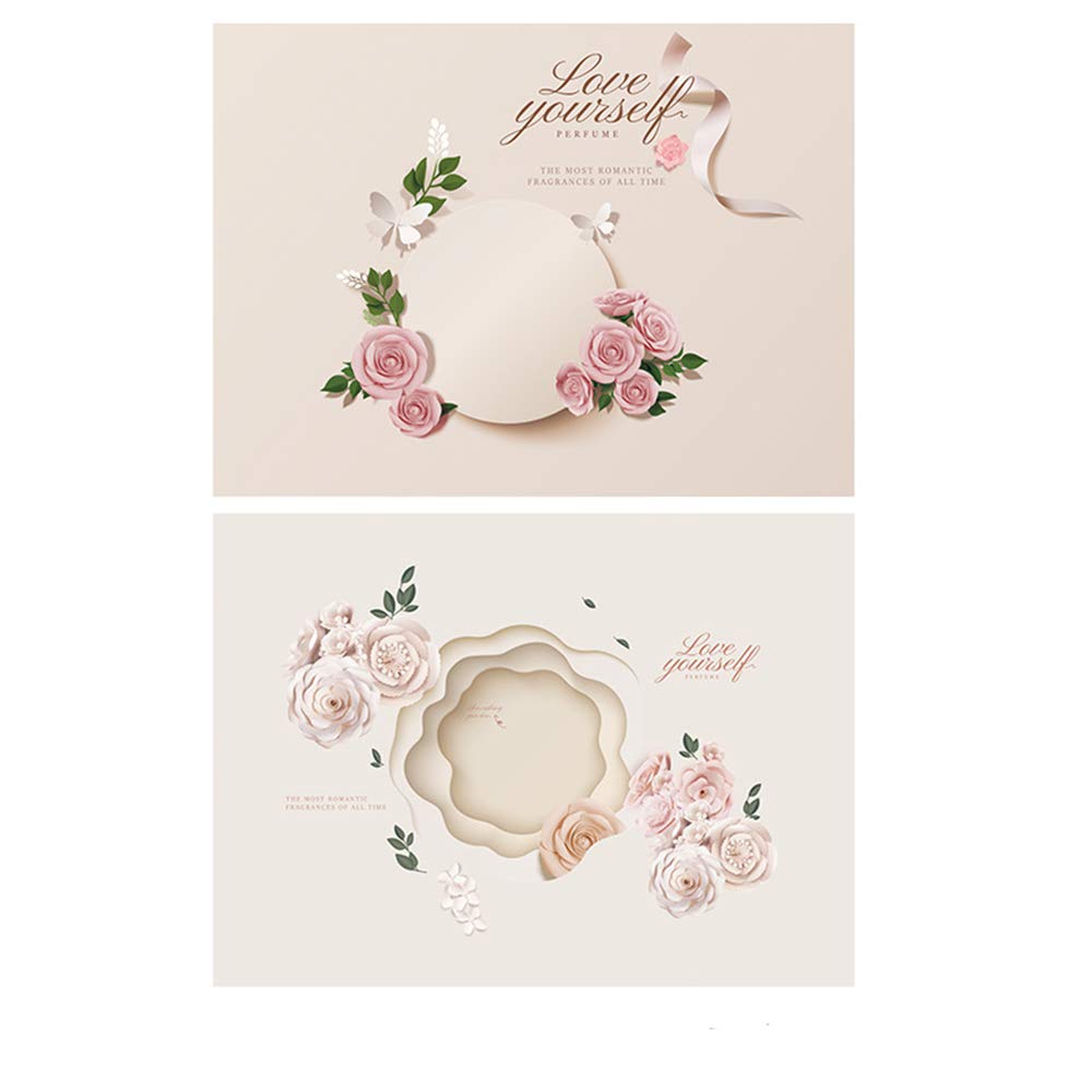 SAVIAURA 1 Sheet 2 in 1 Photography Backdrop 3D Flat Lay Tabletop Double-Sided 22x16 Photo Background PVC Wrinkle-Free for Small Products Food, Cosmetics Shoot (#7-Pink Roses with Green Leaves)