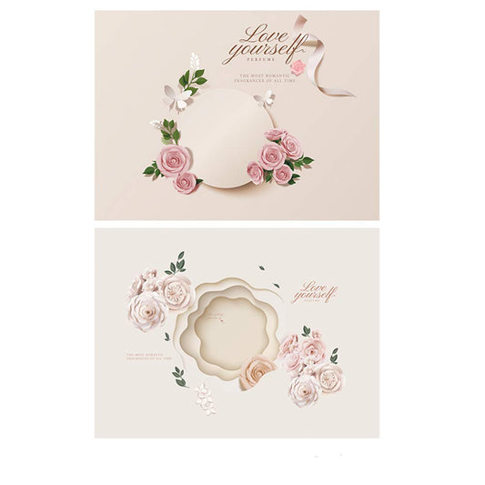 SAVIAURA 1 Sheet 2 in 1 Photography Backdrop 3D Flat Lay Tabletop Double-Sided 22x16 Photo Background PVC Wrinkle-Free for Small Products Food, Cosmetics Shoot (#7-Pink Roses with Green Leaves)