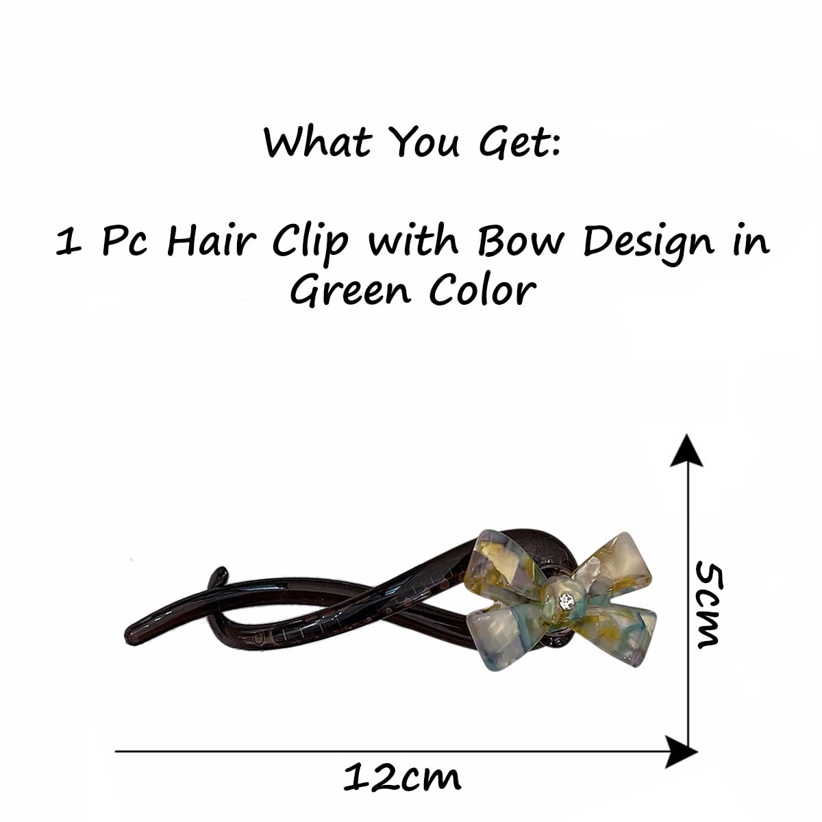 S.A.V.I Multicolor Acrylic Hair Clip for Women & Girls | Elegant Bow Design with Crystal Center | Strong Grip U-Shaped Ponytail & Bun Holder | 12cm Stylish Party & Daily Accessory