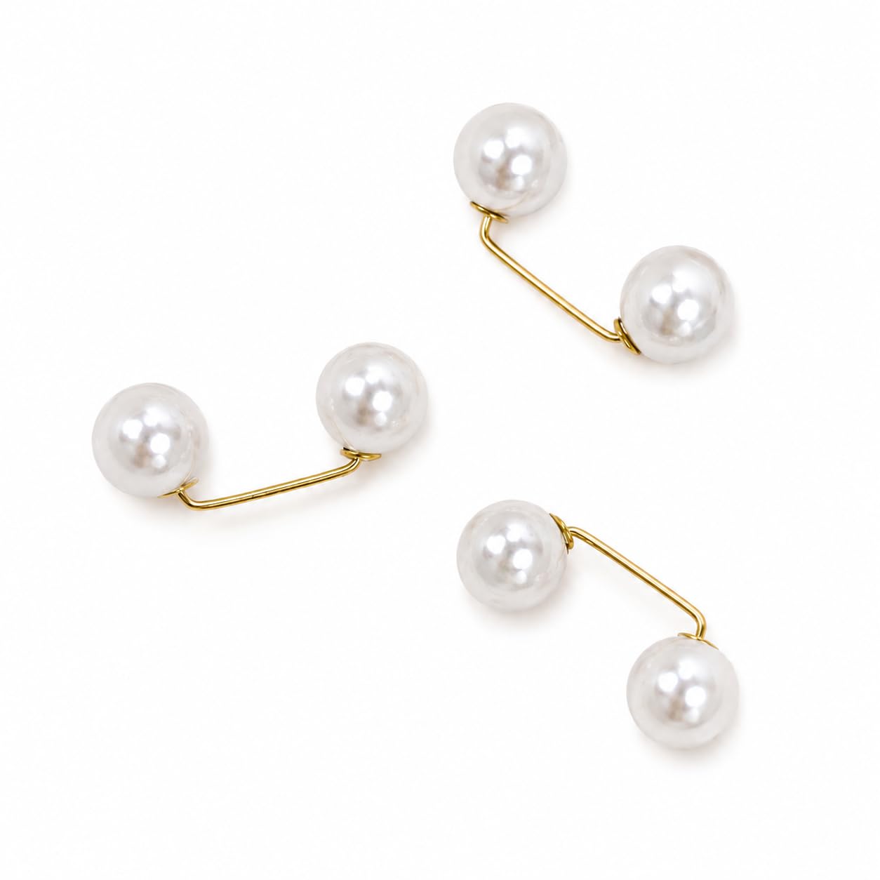 S.A.V.I Pearl Waist Tightener Pins for Jeans, Skirts, Gold Tone, Set of 3 | No-Sew Fit Adjuster, Faux Pearl Clips, for Dresses & Shirts, Women & Girls, Durable Design