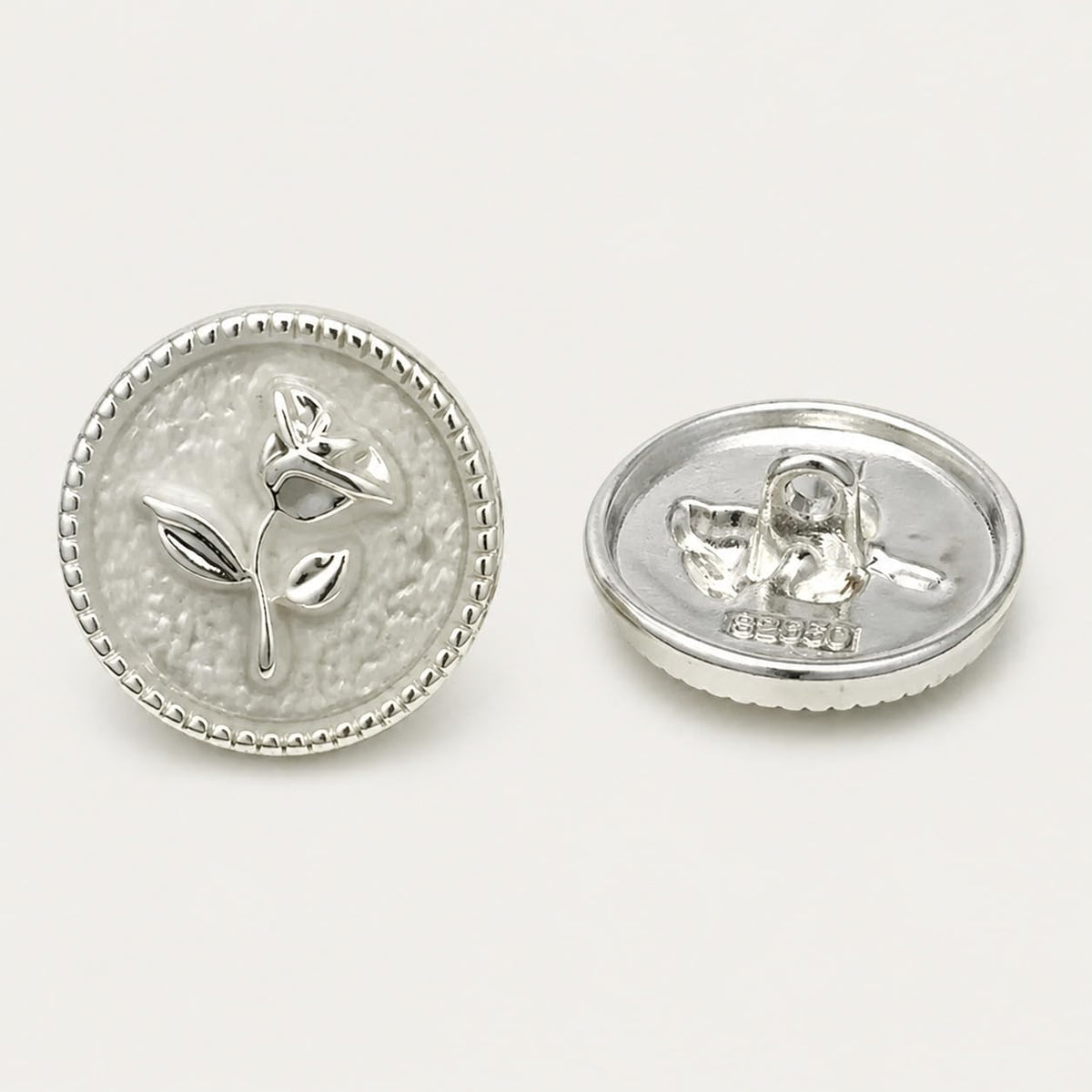 S.A.V.I Silver Rose Shank Buttons for Kurti, 17.5 mm, Set of 5 | Round Floral Design, White Metallic Finish, DIY Garments, Blouses & Dresses, Decorative Closure