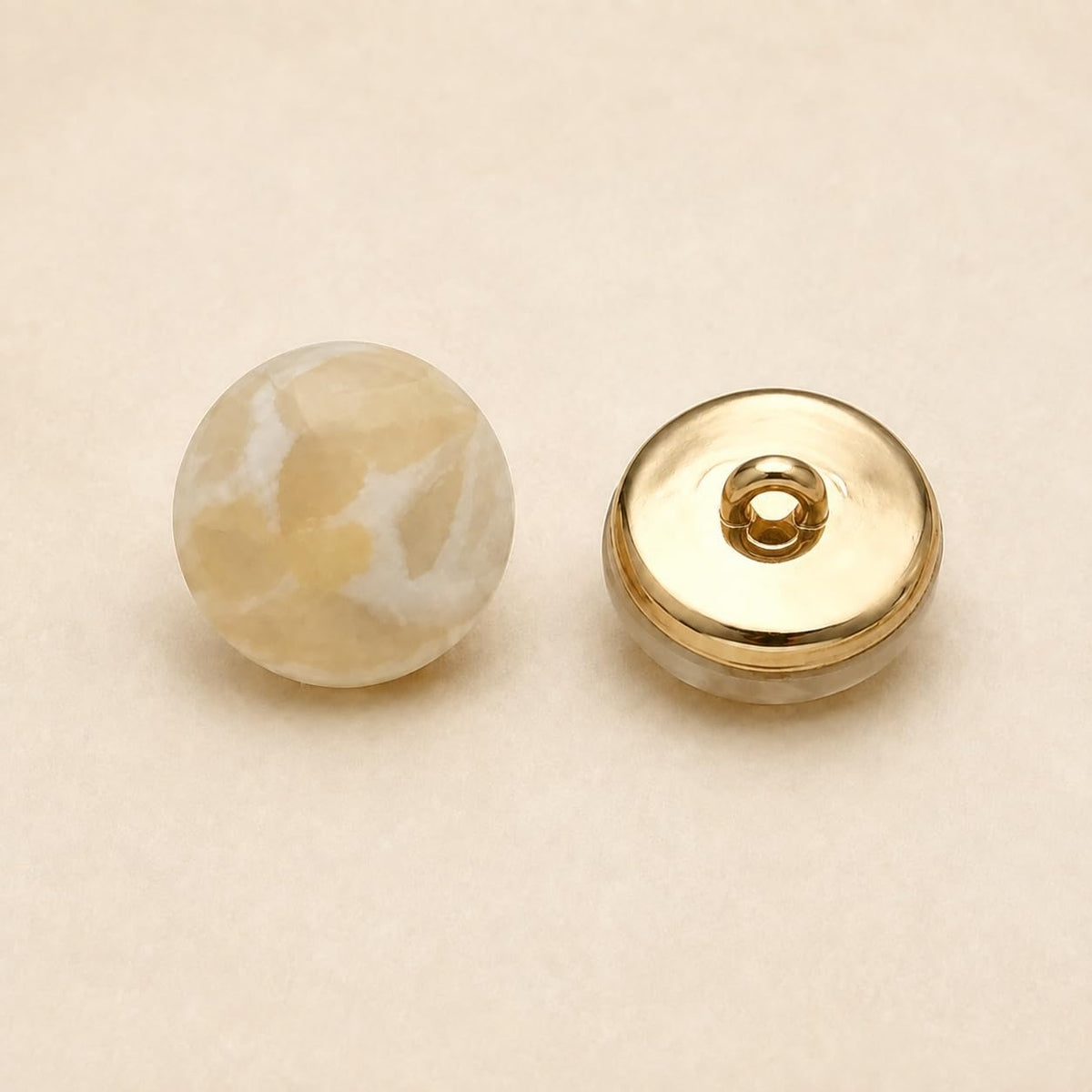 S.A.V.I Ivory Marble Shank Buttons with Gold Rim, 11.5 mm, Pack of 6 | Round Design, DIY Garment Craft, Blouse & Kurti Use, Cream-Tone Finish
