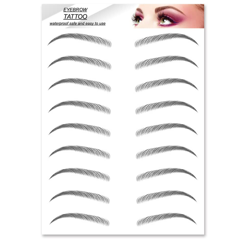 S.A.V.I 9 Pairs 3D Natural Look Eyebrow Black, Long Lasting Upto 4 Days, Waterproof Eyebrow Temporary Tattoo Sticker - 1 Sheet