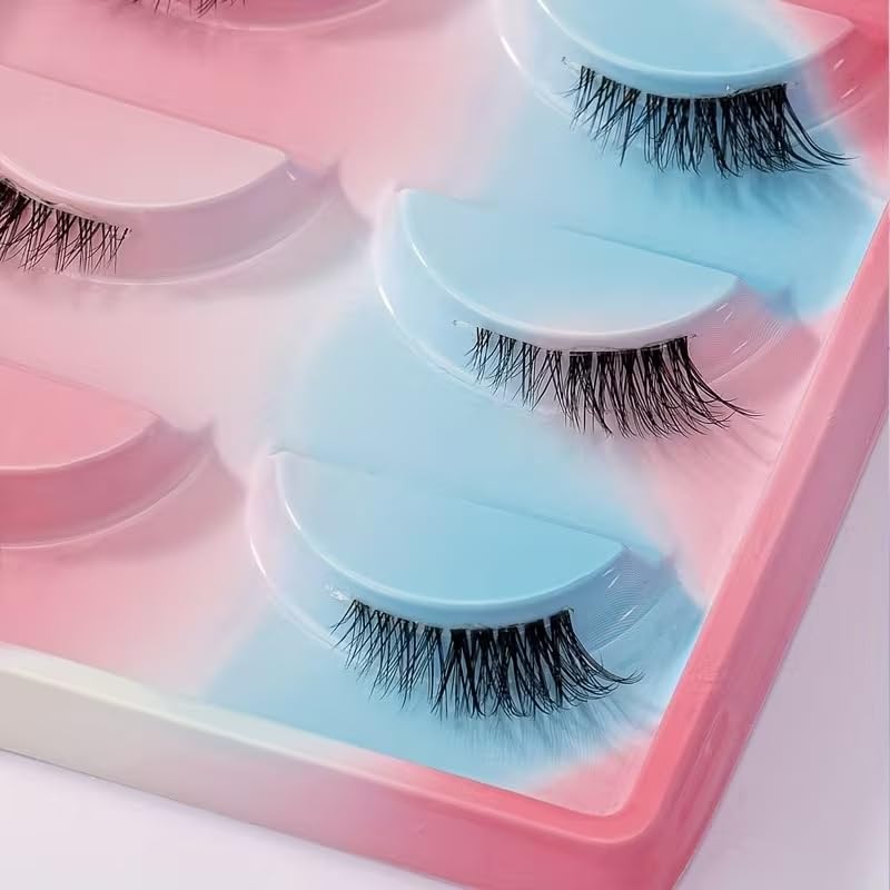 S.A.V.I Half False Eyelashes 5 Pairs Natural Wispy 18mm | Weightless Feel, Outer Corner Lashes, Reusable, Everyday & Party, Soft Band