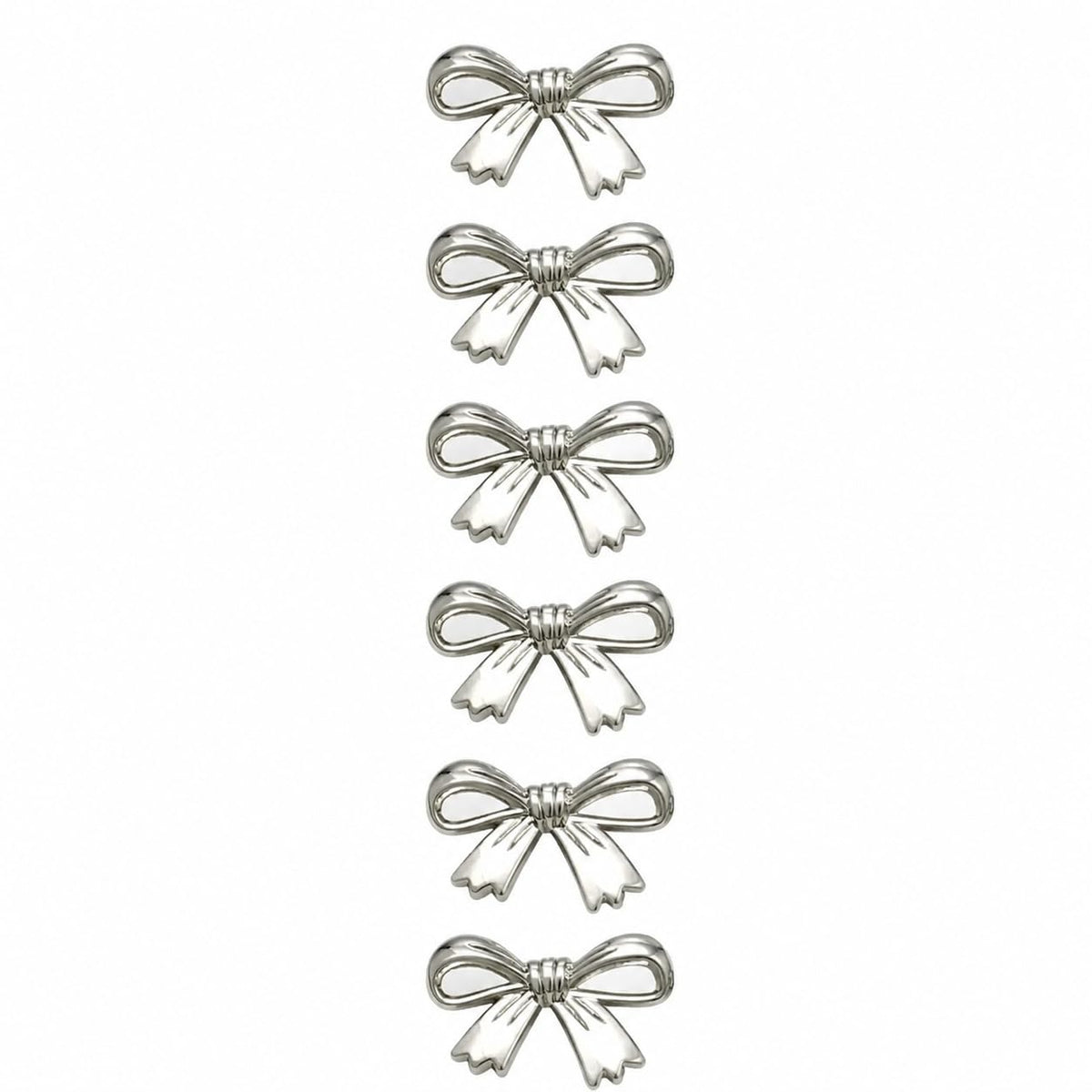 S.A.V.I Bow Buttons Shank Style 20mm for Women & Girls Set of 6 | Silver Tone, Fashion Fasteners, DIY Craft & Sewing, Garment Decoration, Dresses & Blouses