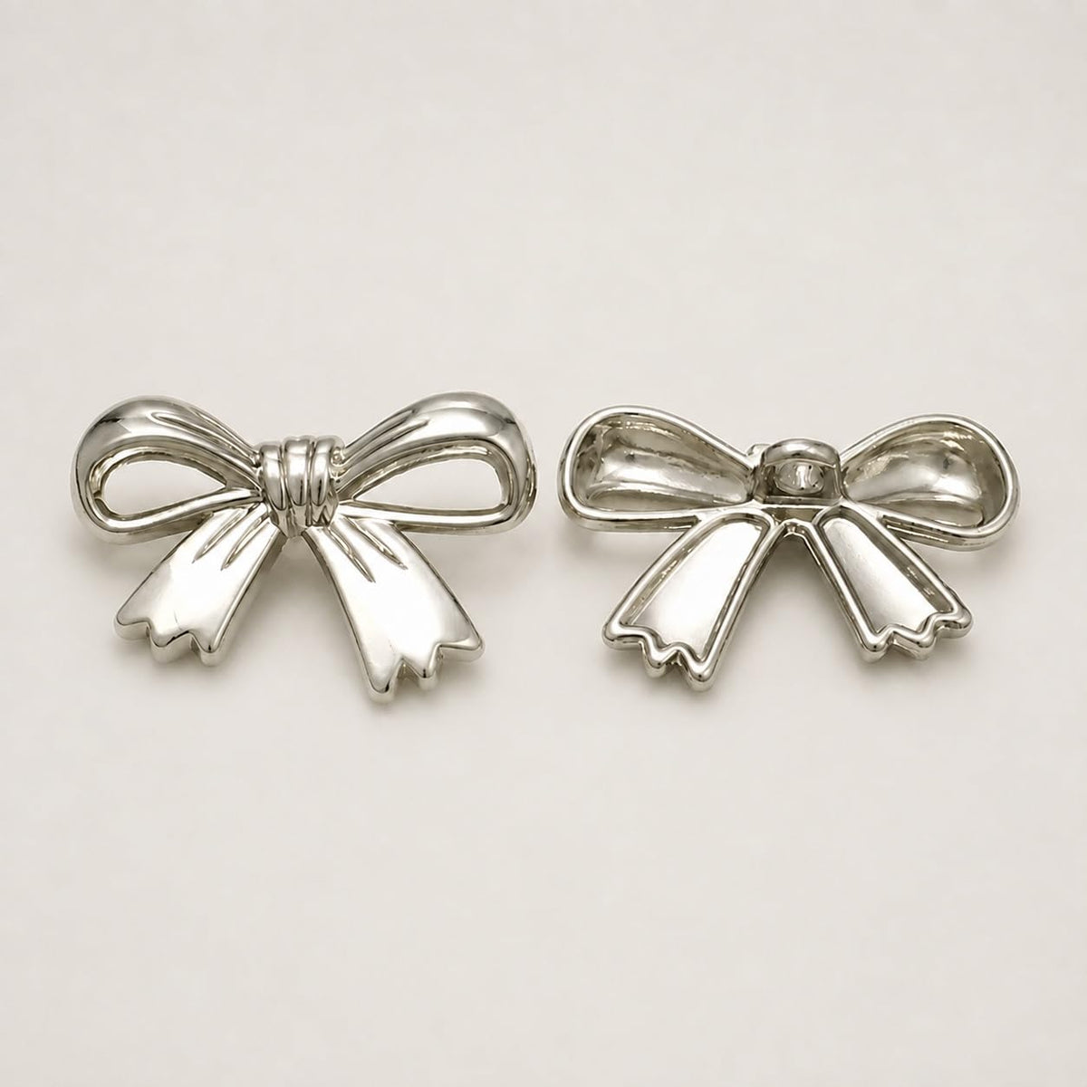S.A.V.I Bow Buttons Shank Style 20mm for Women & Girls Set of 6 | Silver Tone, Fashion Fasteners, DIY Craft & Sewing, Garment Decoration, Dresses & Blouses