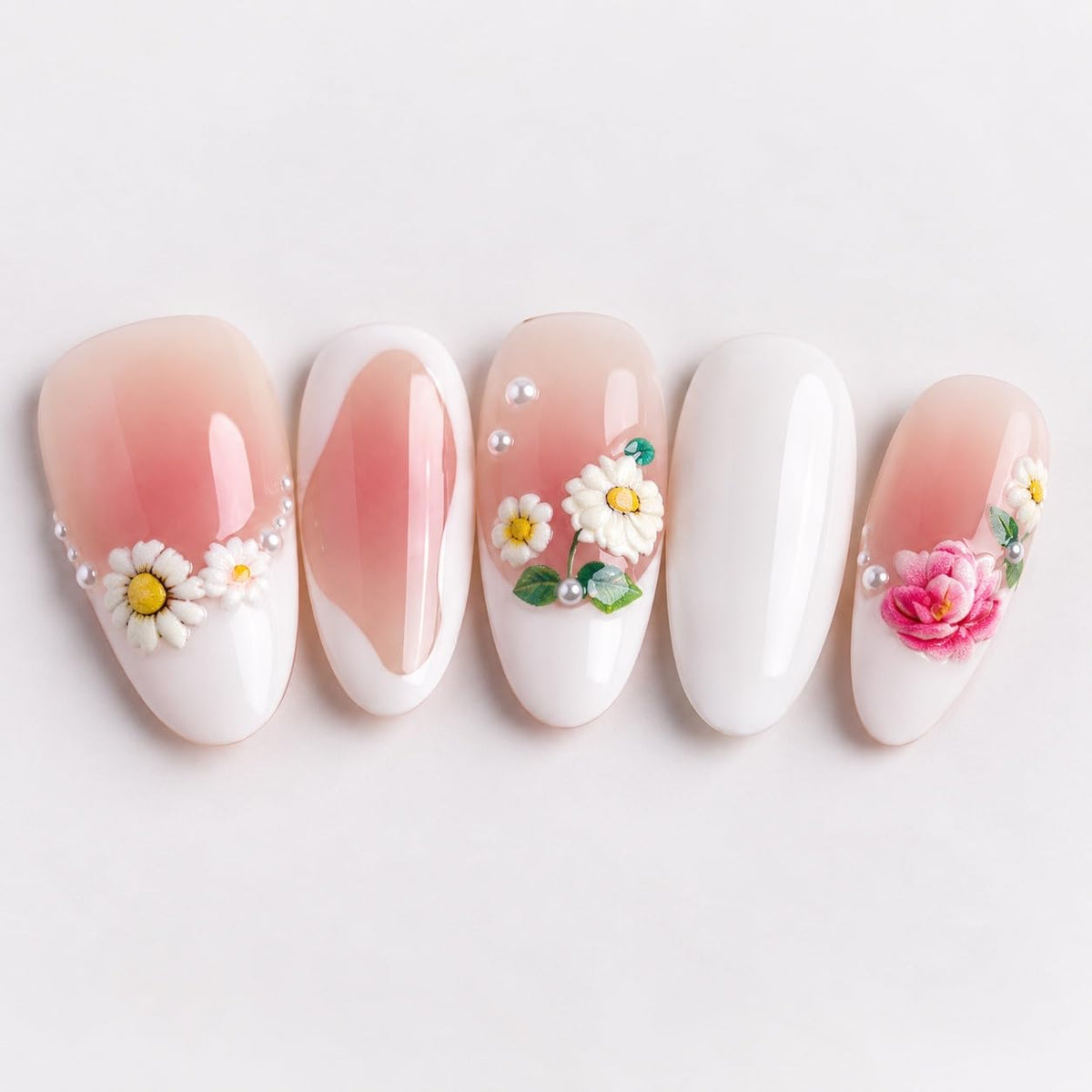 S.A.V.I 3D Floral Nail Art Stickers, Self Adhesive, 2 Sheets, 8x10 cm | Multicolour Decals, Rose, Daisy & Wildflower, Easy Peel & Apply, DIY Manicure, Salon Style
