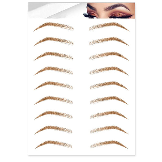 S.A.V.I 9 Pairs Natural Brown Eyebrow Tattoos, Long Lasting Up to 4 Days, Waterproof Eyebrow Temporary Tattoo Sticker - 1 Sheet #3BR