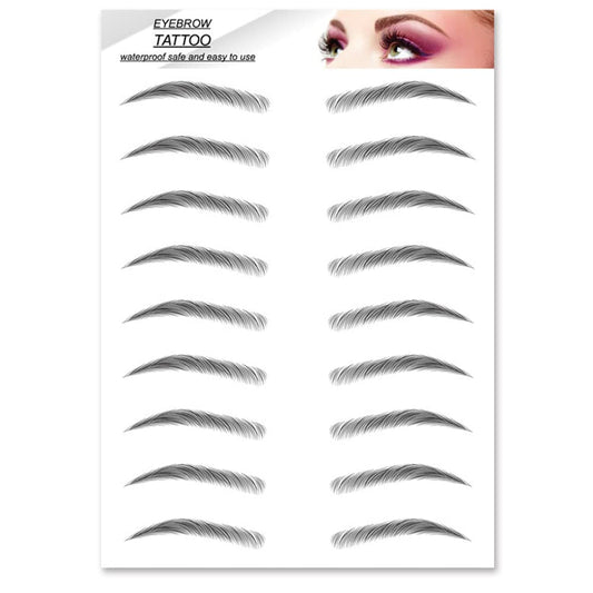 S.A.V.I 9 Pairs 6D Natural Look Eyebrow, Black Color Long Lasting Upto 4 Days, Waterproof Eyebrow Temporary Tattoo Sticker - 1 Sheet