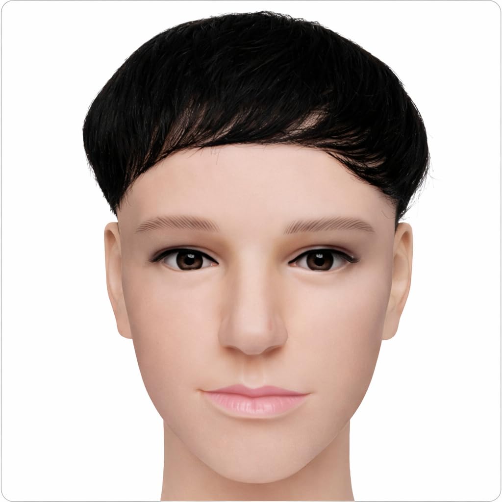 S.A.V.I Black 100% Human Hair Short Bowl Cut Wig for Men with Bangs & Undercut | Natural Straight Clip-In Topper | Breathable, Lightweight, Realistic Scalp Finish
