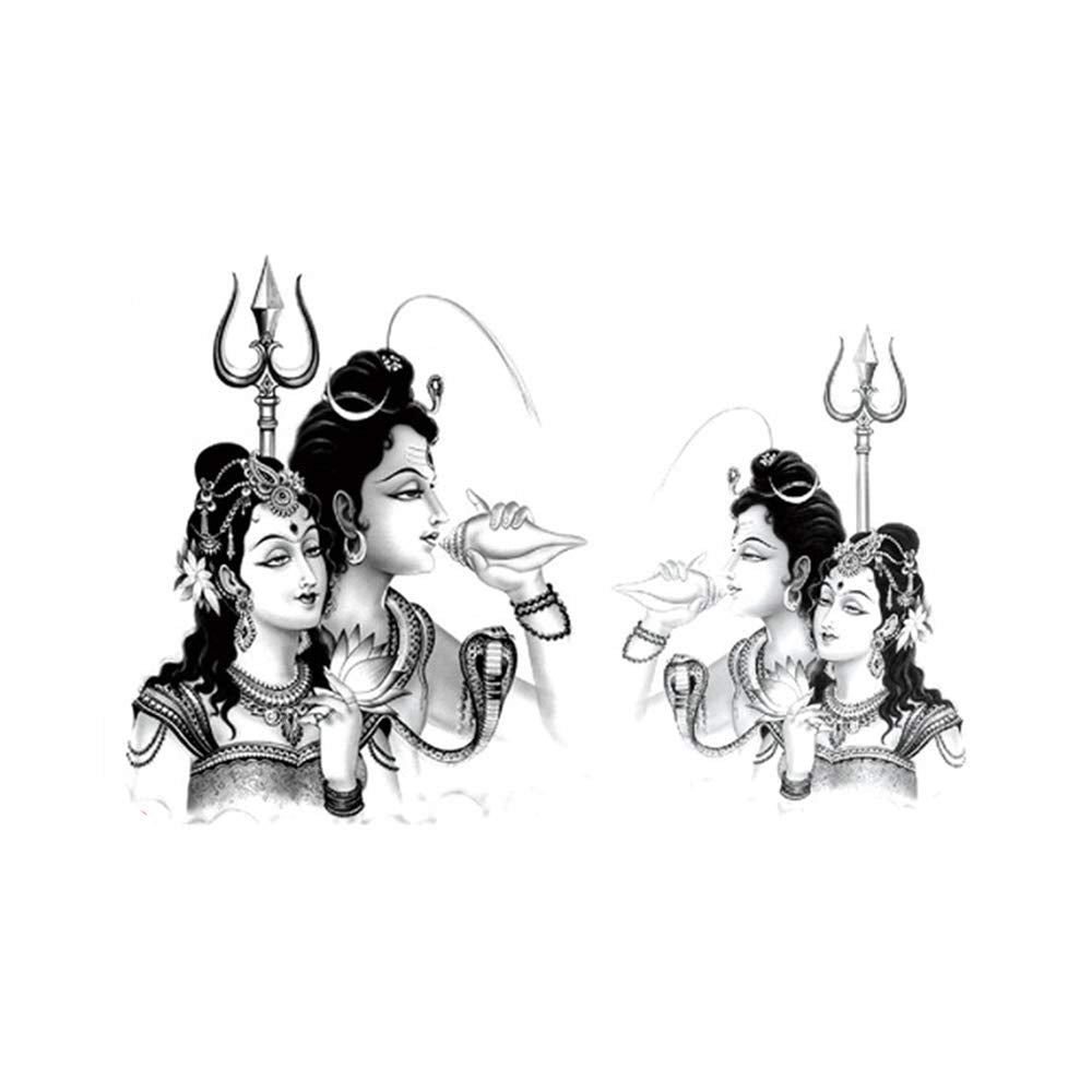 S.A.V.I 3D Temporary Tattoo Lord Shiva Parvati Holy Religious Design Size 21x15CM - 1PC