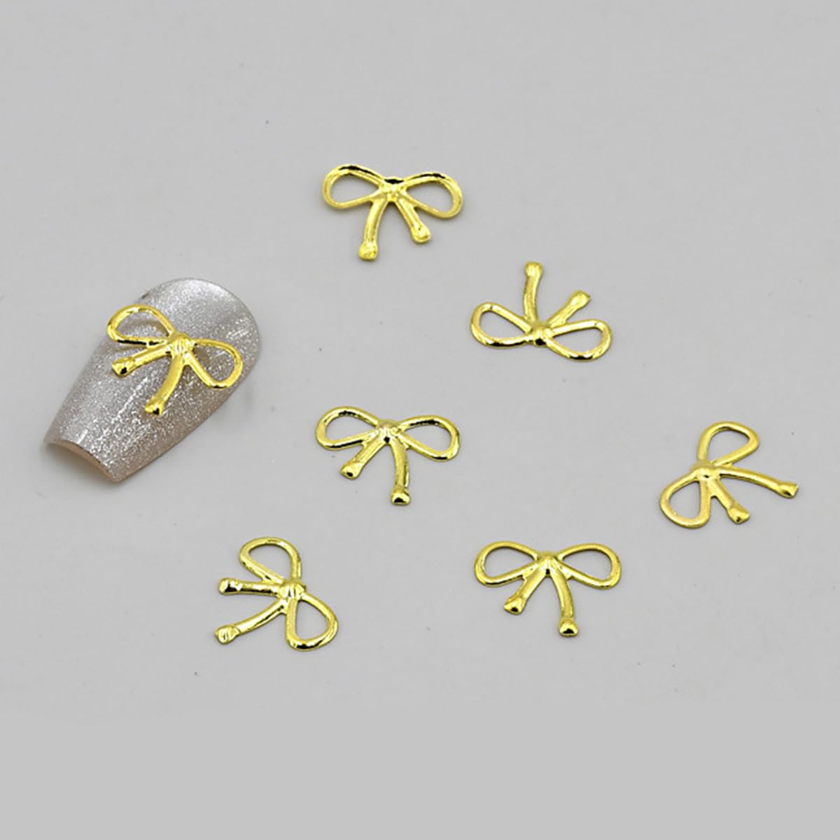 S.A.V.I 3D Metal Bow Knot Nail Charms (80 Pcs) | Gold & Silver Mini Bow Design 8×10 mm | Premium Alloy Nail Art Accessories for Acrylic, Gel & DIY Nail Decoration