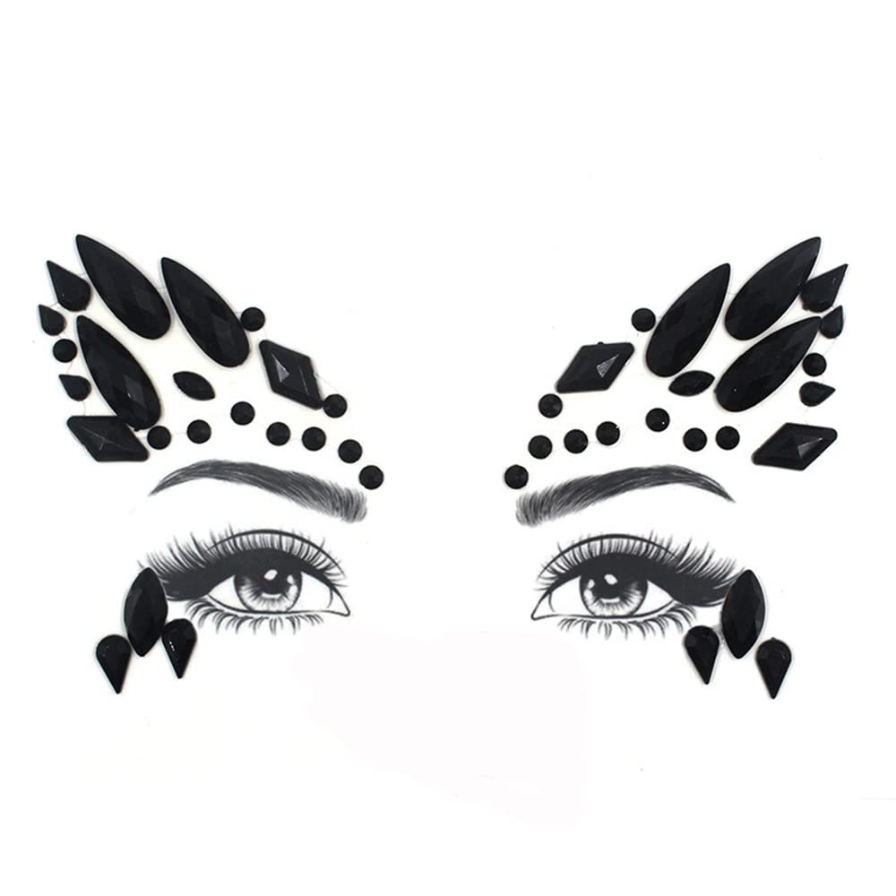 S.A.V.I 3D Black Face Gems Jewels Rhinestone Sticker Crystal Tattoo Party Disco Girls Women