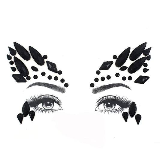 S.A.V.I 3D Black Face Gems Jewels Rhinestone Sticker Crystal Tattoo Party Disco Girls Women