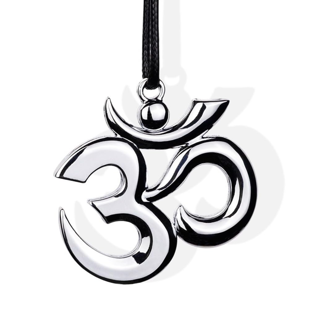 SAVIAURA 3D OM Car Hanging Ornament Accessories – Blessing  Protection Décor for Home, Office (Silver)