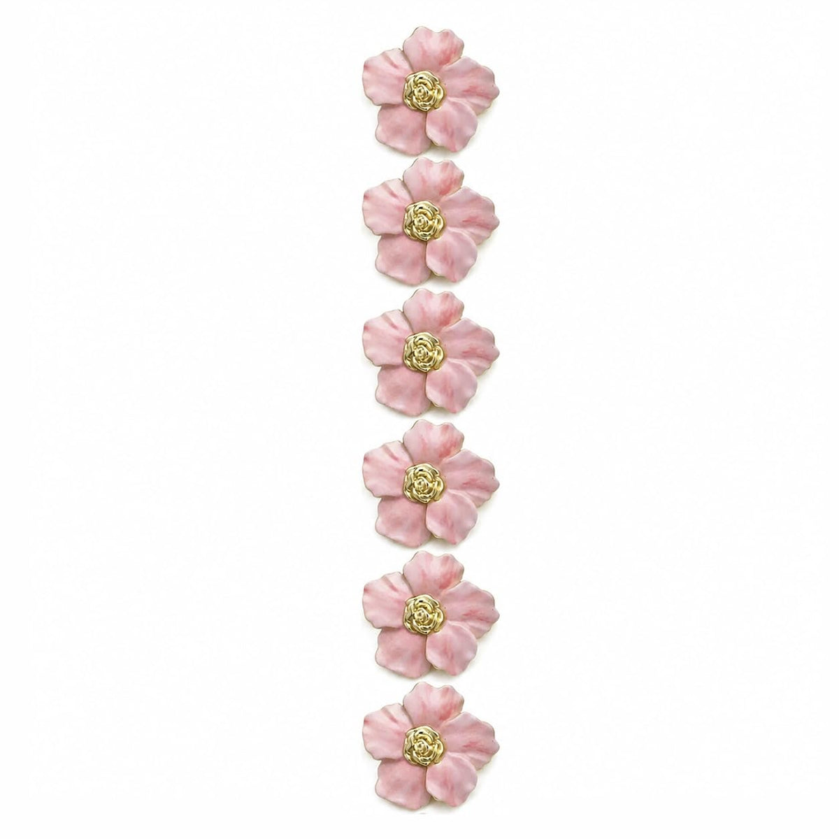 S.A.V.I Blush Pink Petal Gold Rose Shank Buttons 17.5mm | Set of 6, For Kurti & Blouse, DIY Sewing, Decorative Fasteners