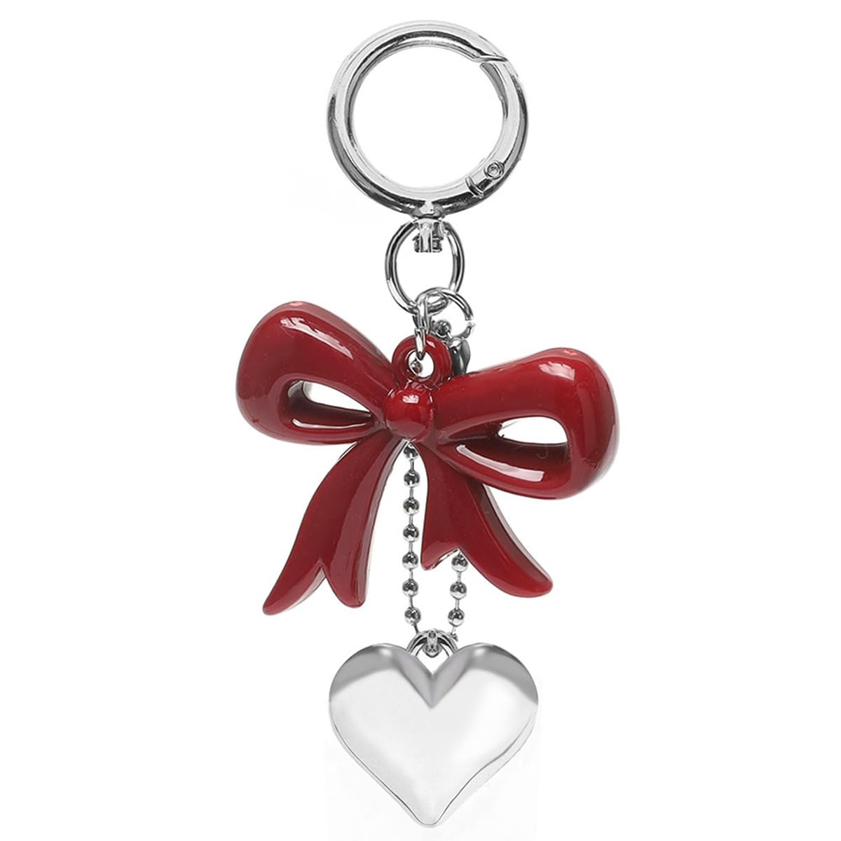 S.A.V.I Resin Bow Heart Keychain for Women, Cute Bag Charm, Wine Red,Glossy alloy accent with secure clasp; stylish accessory for handbags, backpacks, purses & gifting, 11 x 5 cm