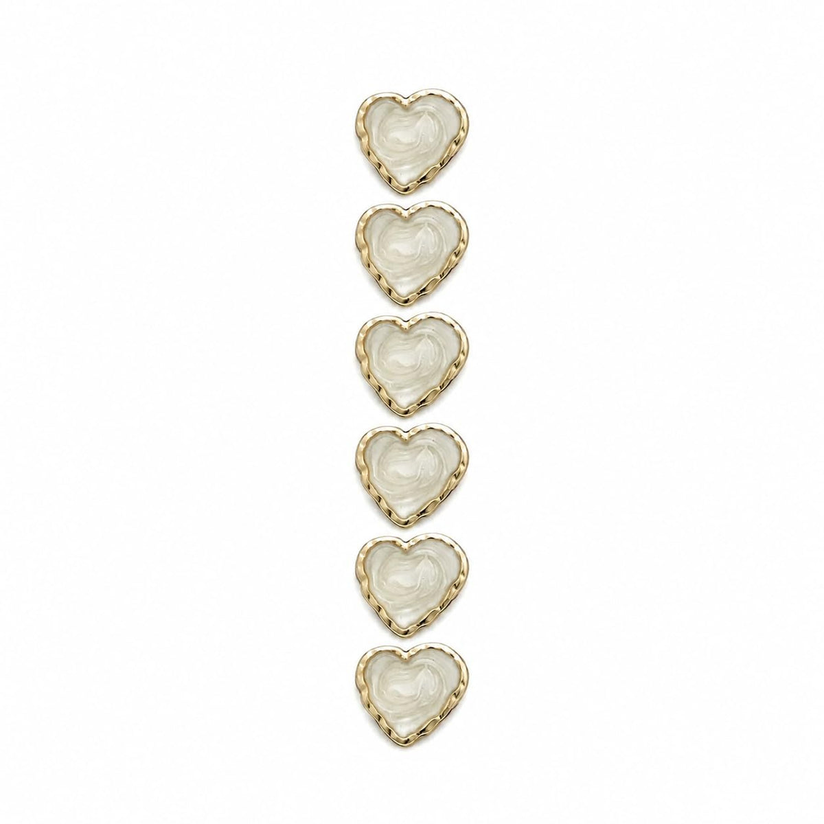 S.A.V.I Heart Sewing Buttons Shank Style 17.5mm Ivory Pearl with Gold-Tone | Set of 6, Decorative Fasteners, For Dresses & Blouses, DIY Crafts, Gold-Tone Edging