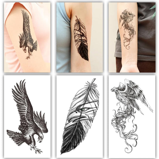 S.A.V.I 3 Pcs Temporary Tattoo Set for Women & Girls – Waterproof & Long Lasting – Safe Non-Toxic Body Art – Floral, Feather, Dreamcatcher, Snake, Butterfly Designs – 16x9cm Half Arm Size (09)