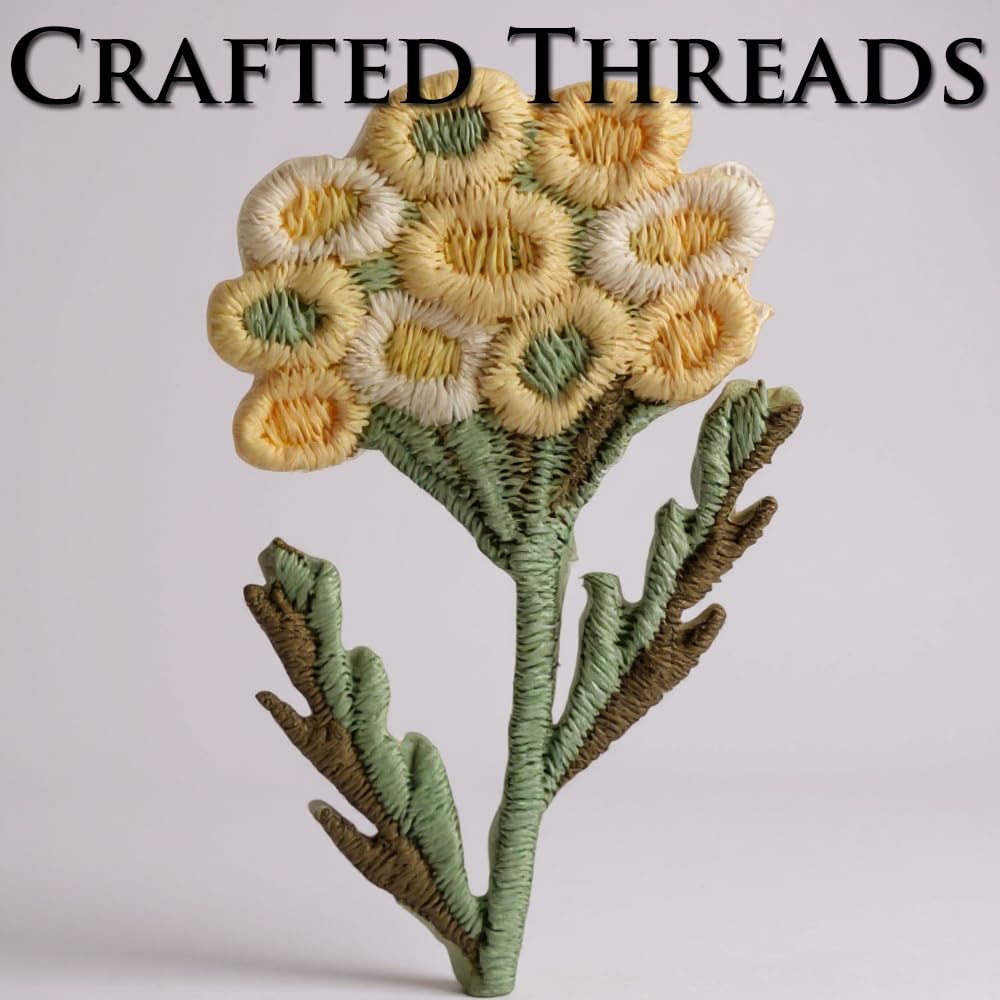 S.A.V.I 2 Pcs Embroidered Floral Iron-On Patch, Yellow Green Flower Fabric Applique 4.7 x 2.7 cm for Clothes, Kurtis, Sarees, Bags & DIY Craft Decoration