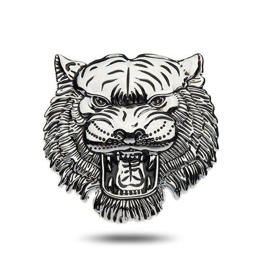 SAVIAURA 3D Tiger Head Car Sticker - Three-Dimensional Metal Body Window Decal for Cars - Bold and Eye-Catching Totem Design (Shinny Silver)